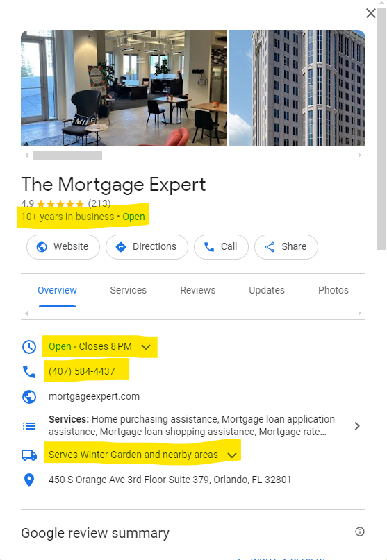 mortgage broker seo google business profile